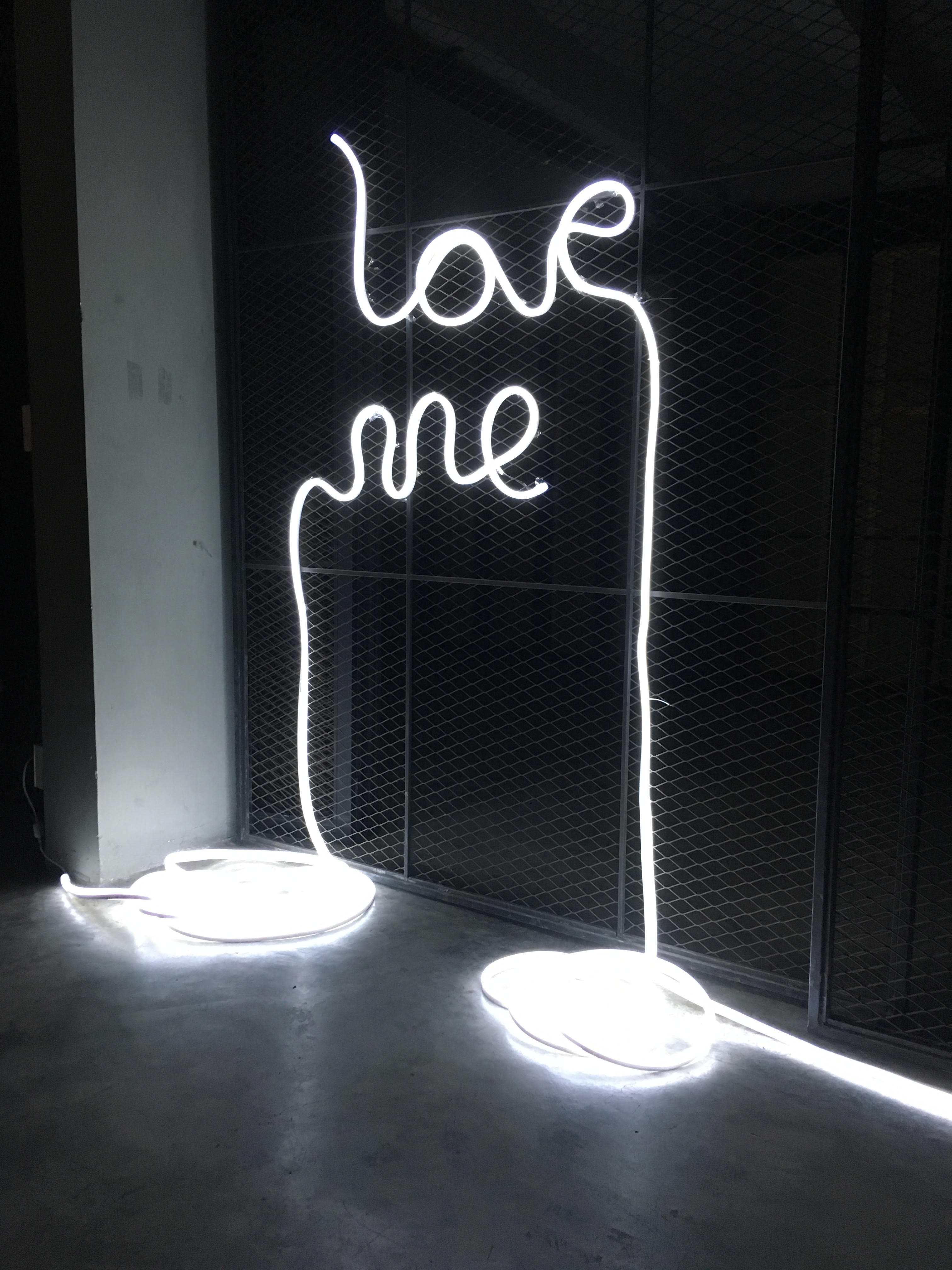 'Love Me': Neon tube installation, work in progress at HOF Arts Space