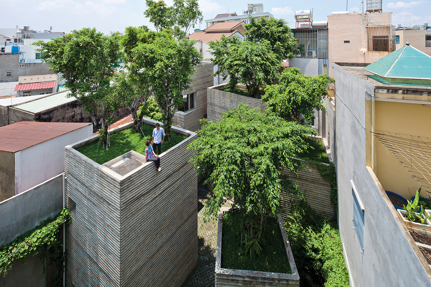 Following the project name, this house is literally a prototypical house to return green space into the cites. Image © Vo Trong Nghia Architects