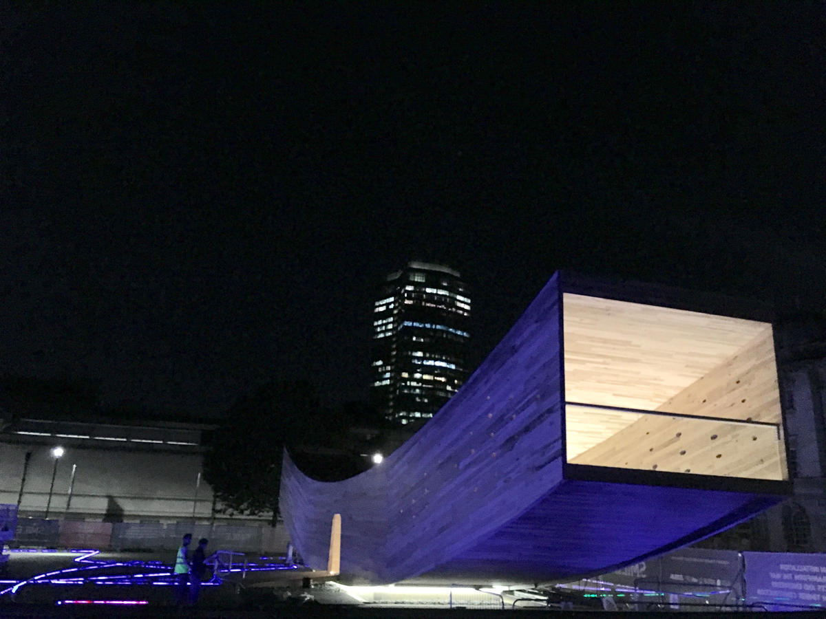 The Smile illuminated at night , seen from the west side of the parade ground. Image © AHEC, Photographer Dav Stewart